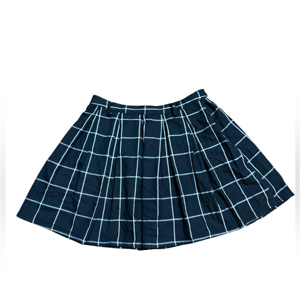 Hot Topic Black & White Plaid Pleated Checkered Skater Y2K Grunge Skirt Sz L